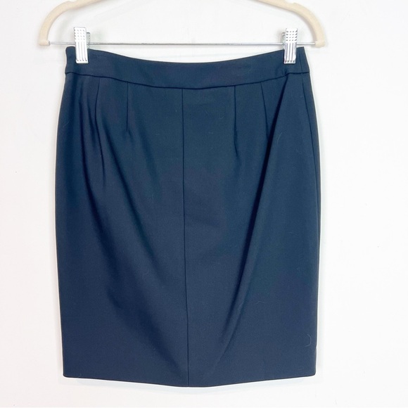 ANN TAYLOR PETITE BLACK PONTE KNIT BUTTON FRONT PENCIL SKIRT WOMENS SZ 2P - Picture 4 of 5